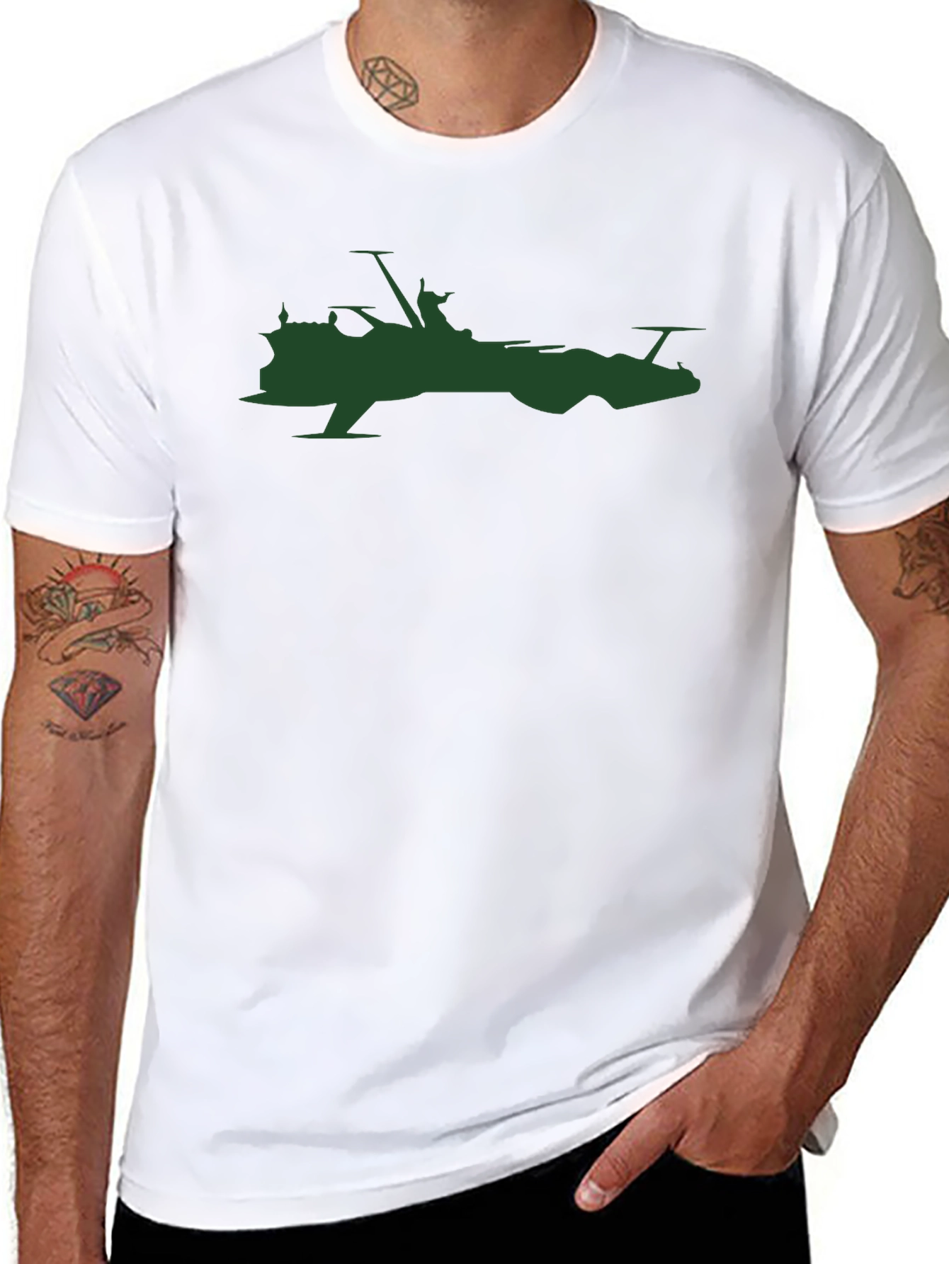Sci-Fi Ship Silhouette T-Shirt - Black