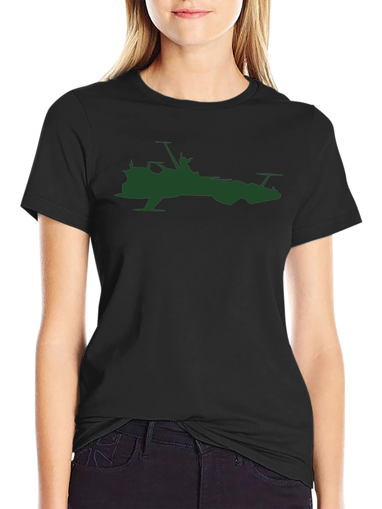 Sci-Fi Ship Silhouette T-Shirt - Black