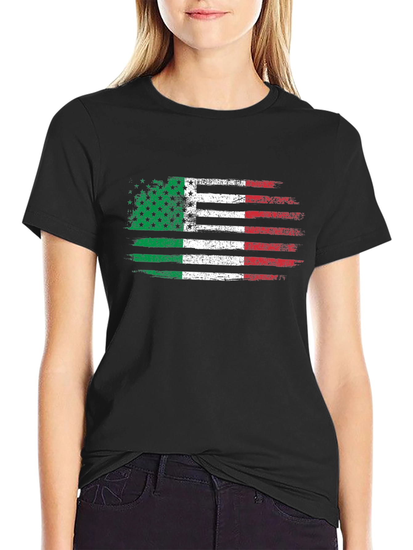 Italian American Flag T-Shirt - Distressed Graphic Tee