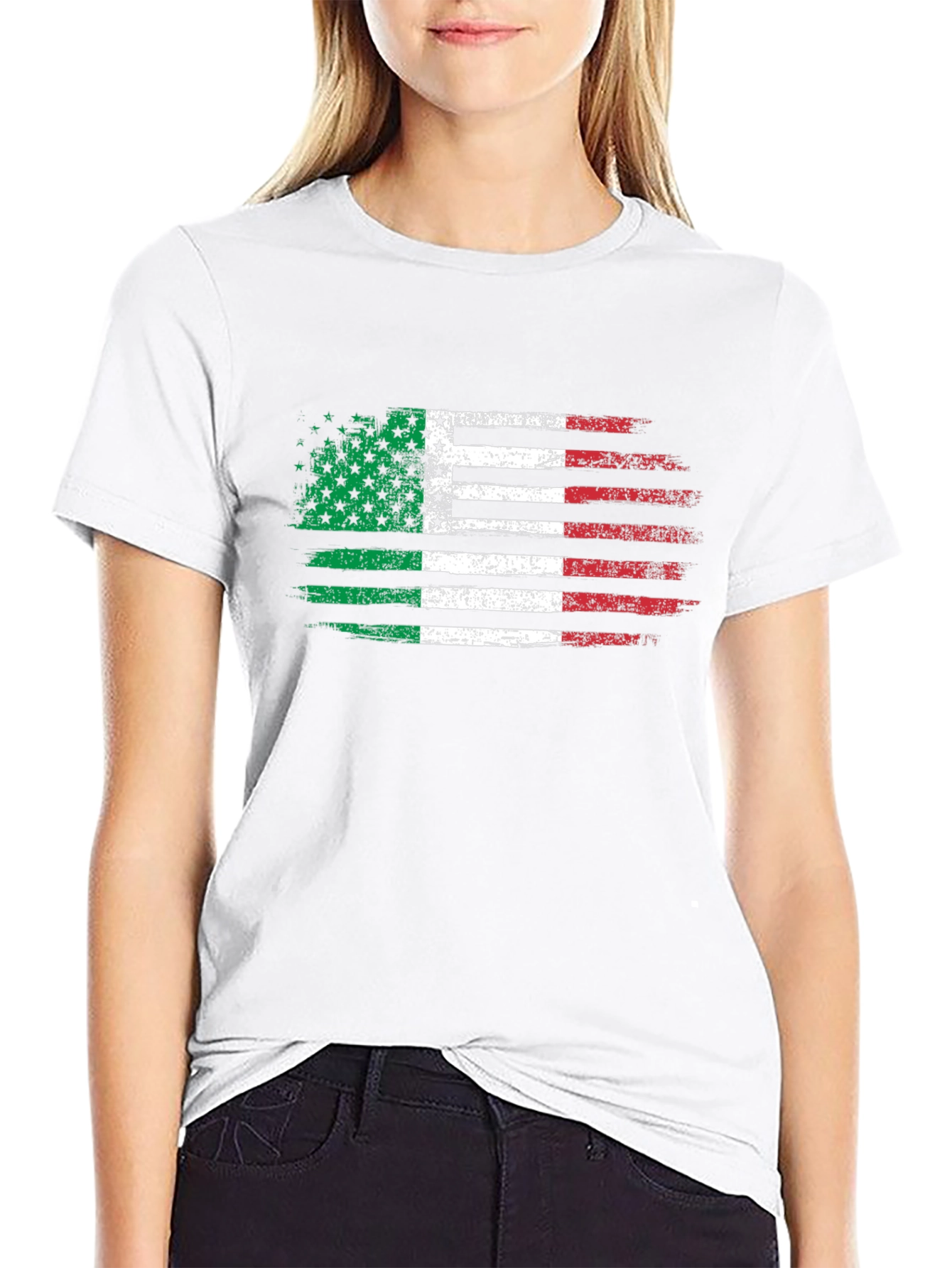 Italian American Flag T-Shirt - Distressed Graphic Tee