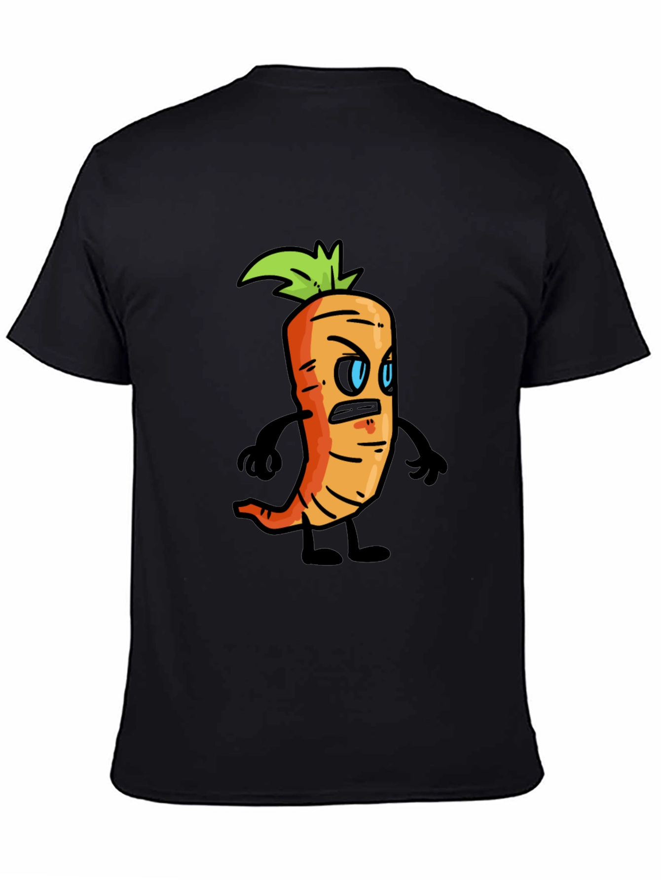 Angry Carrot Cartoon Black T-Shirt