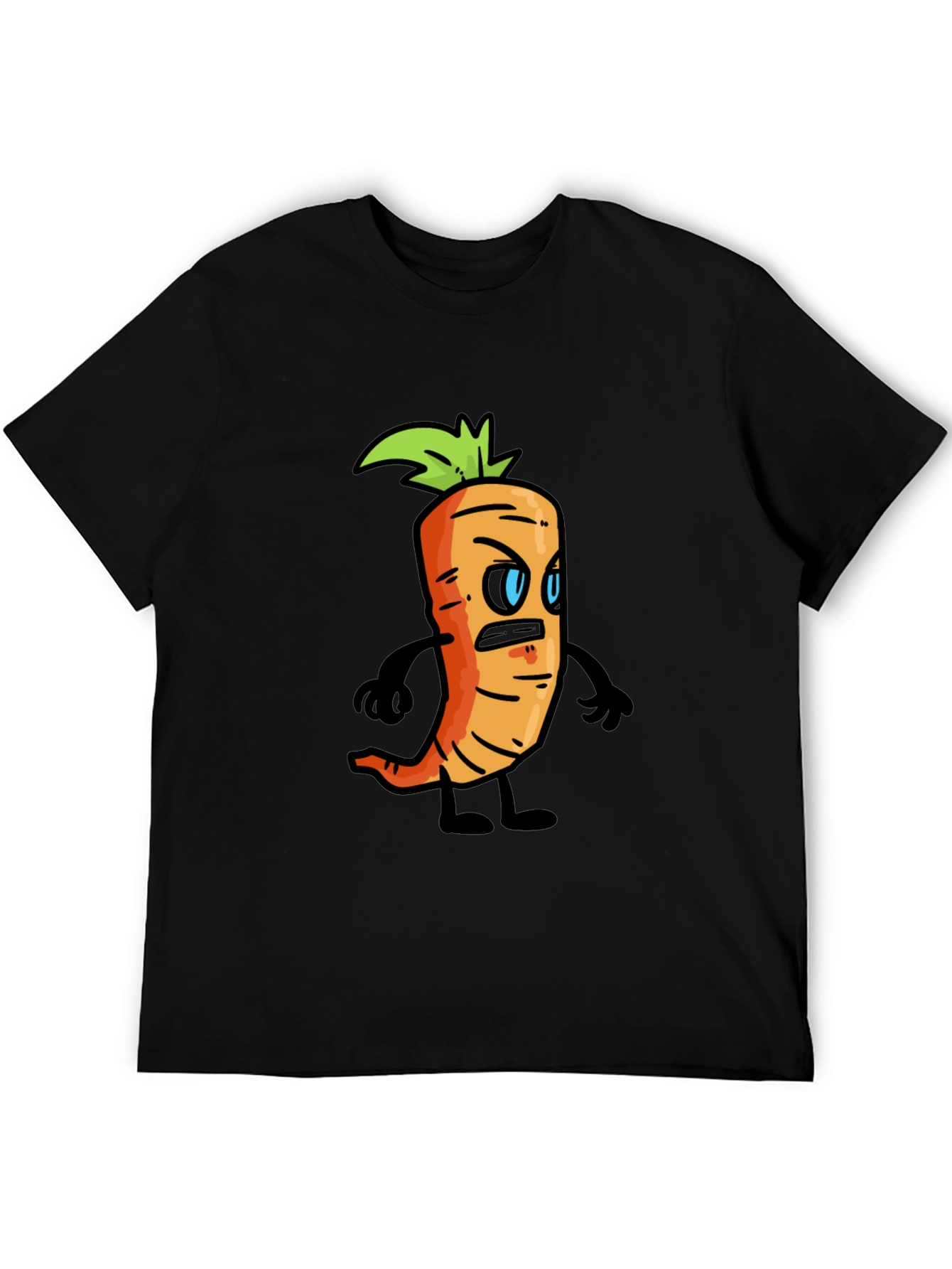 Angry Carrot Cartoon Black T-Shirt