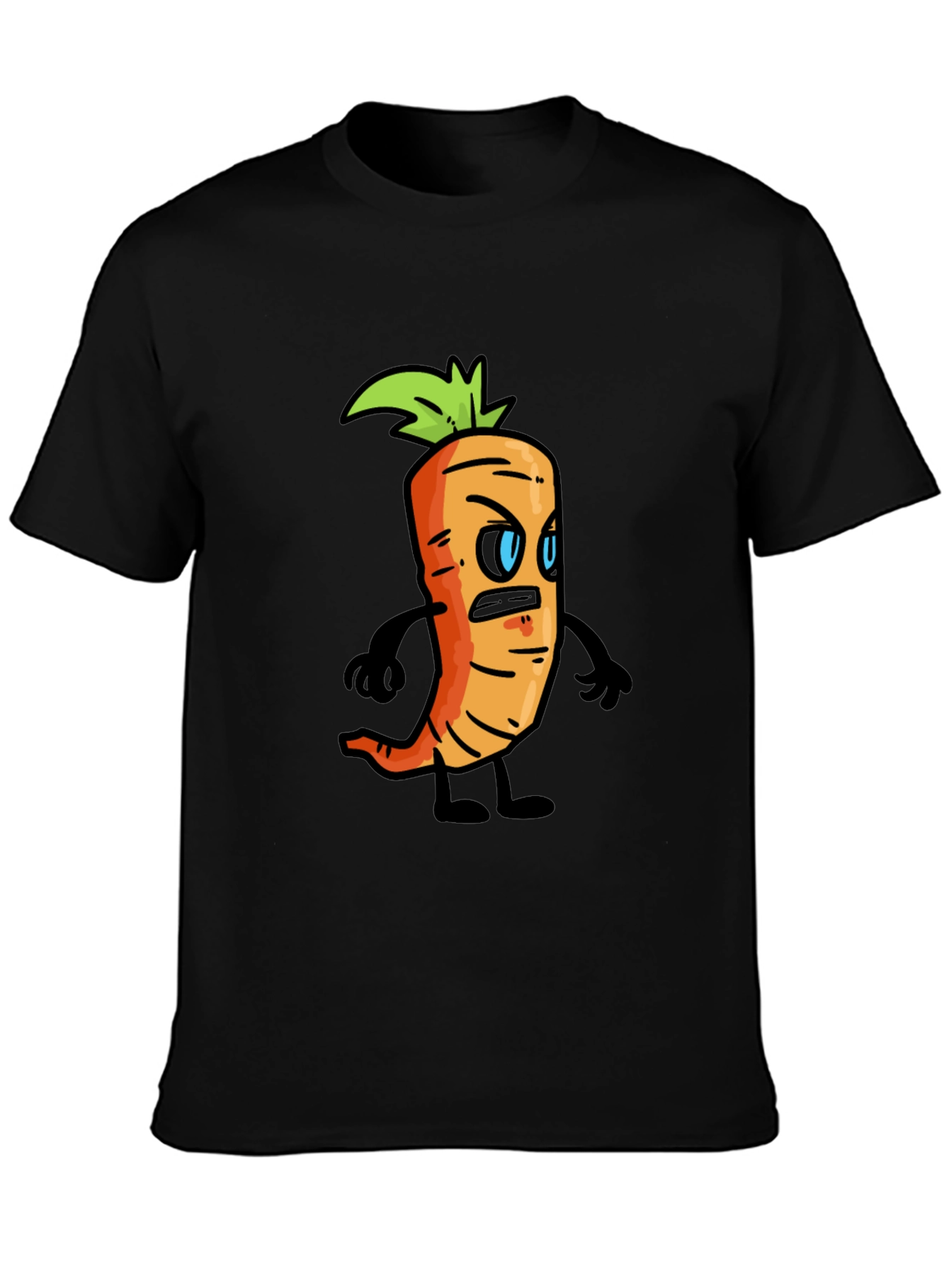 Angry Carrot Cartoon Black T-Shirt
