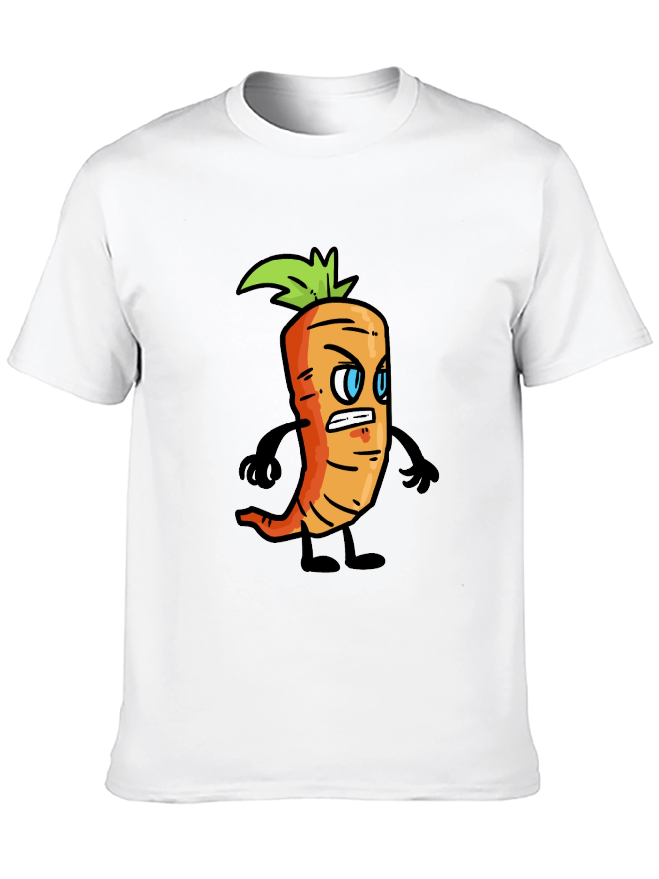 Angry Carrot Cartoon Black T-Shirt