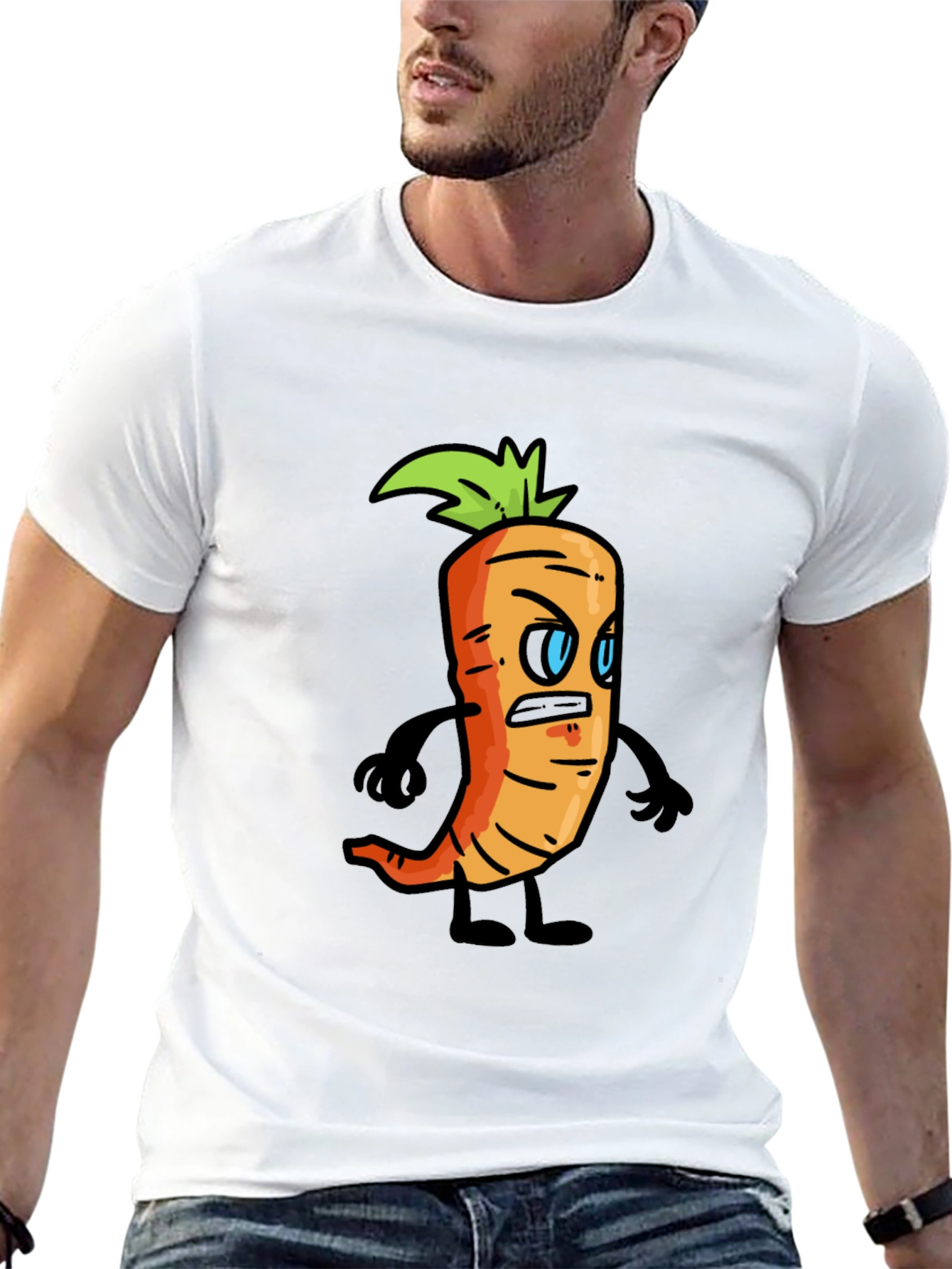 Angry Carrot Cartoon Black T-Shirt