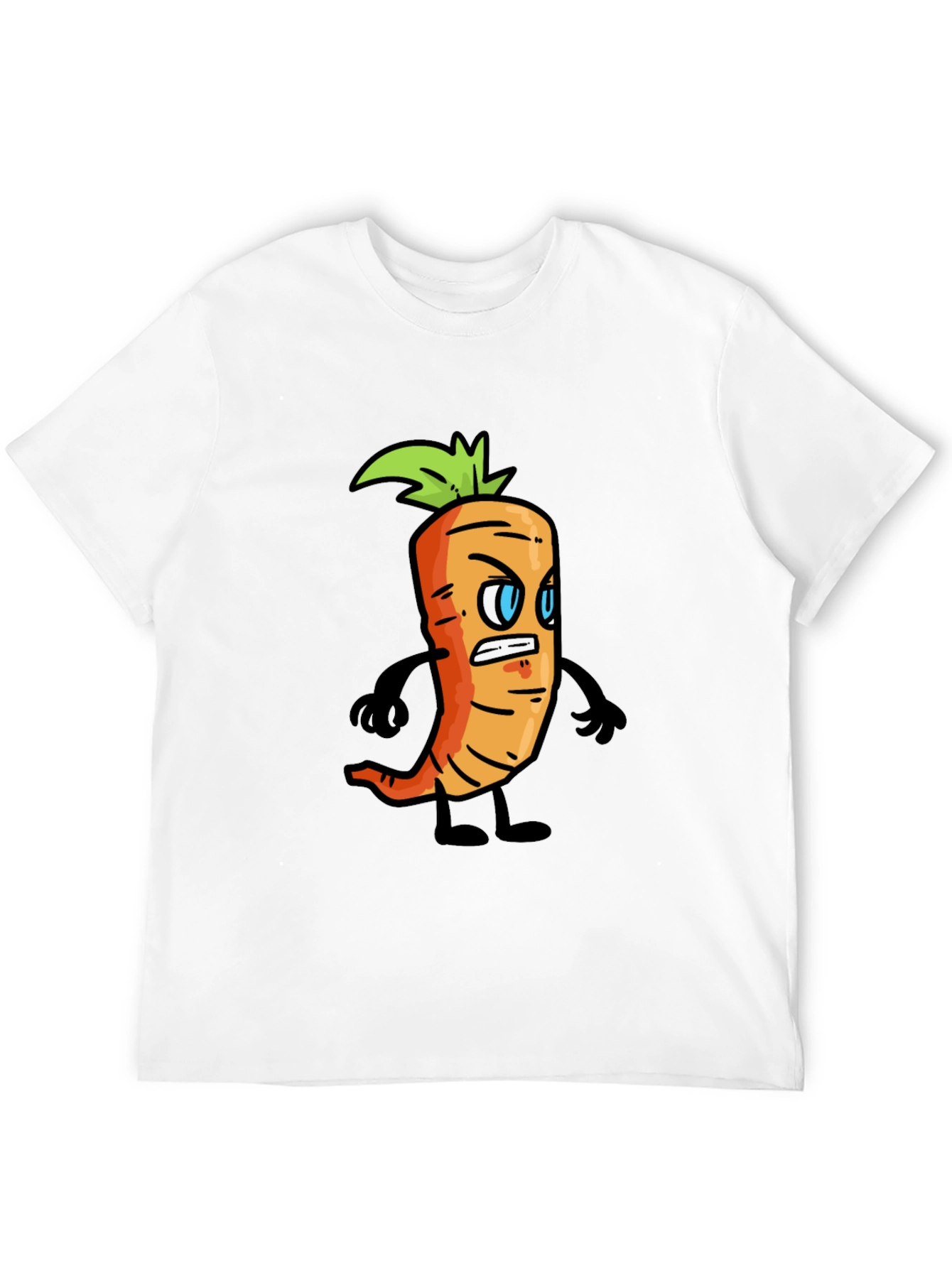 Angry Carrot Cartoon Black T-Shirt