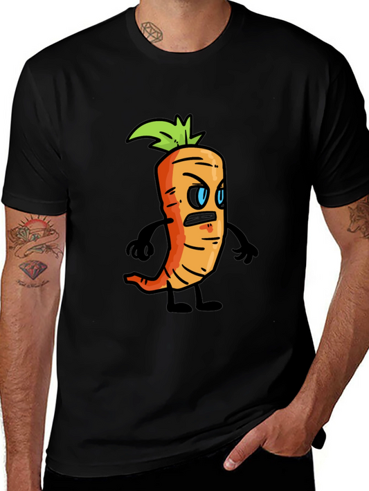 Angry Carrot Cartoon Black T-Shirt