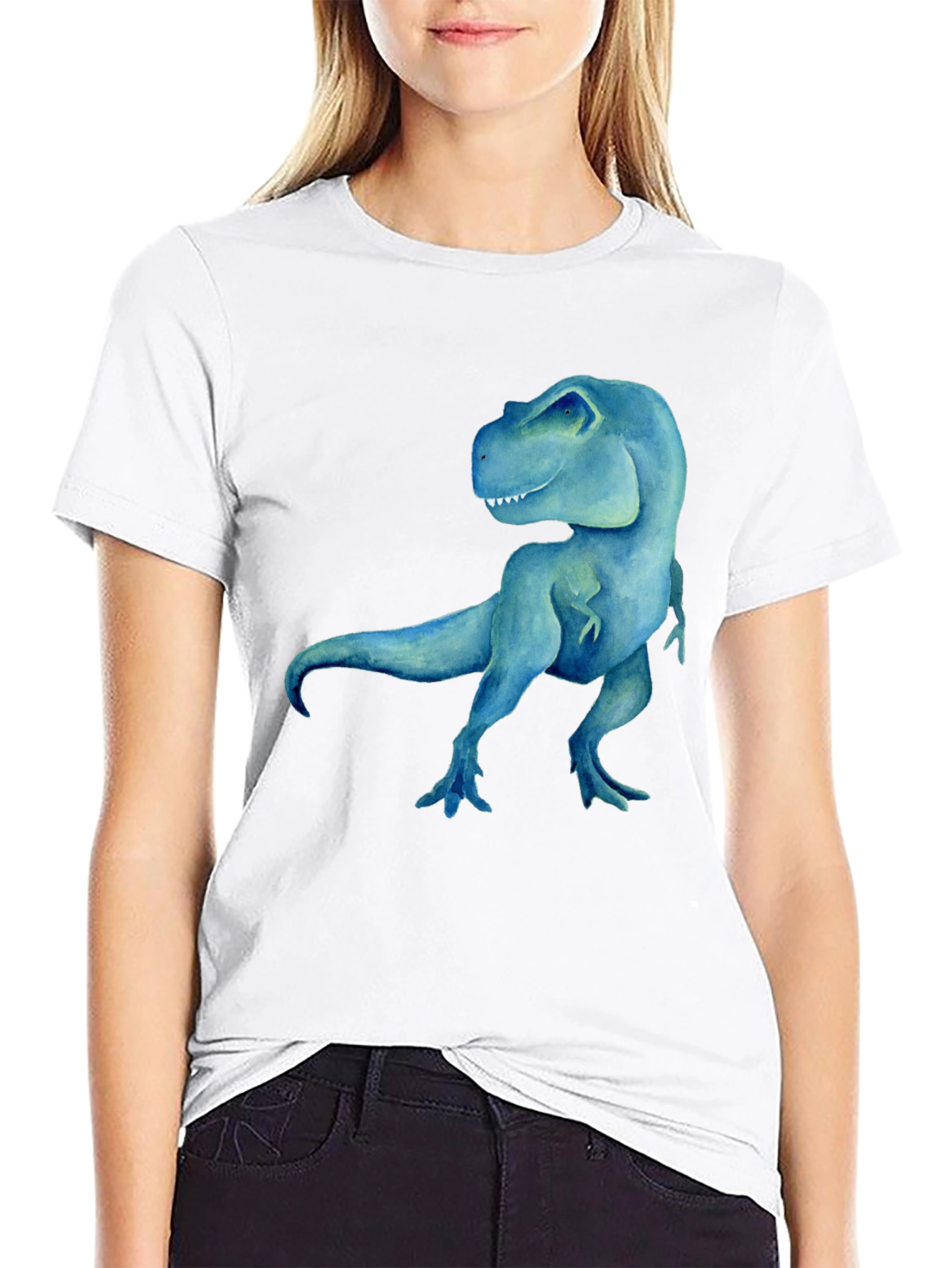 Blue Dinosaur Graphic Tee - Mens Black T-Shirt