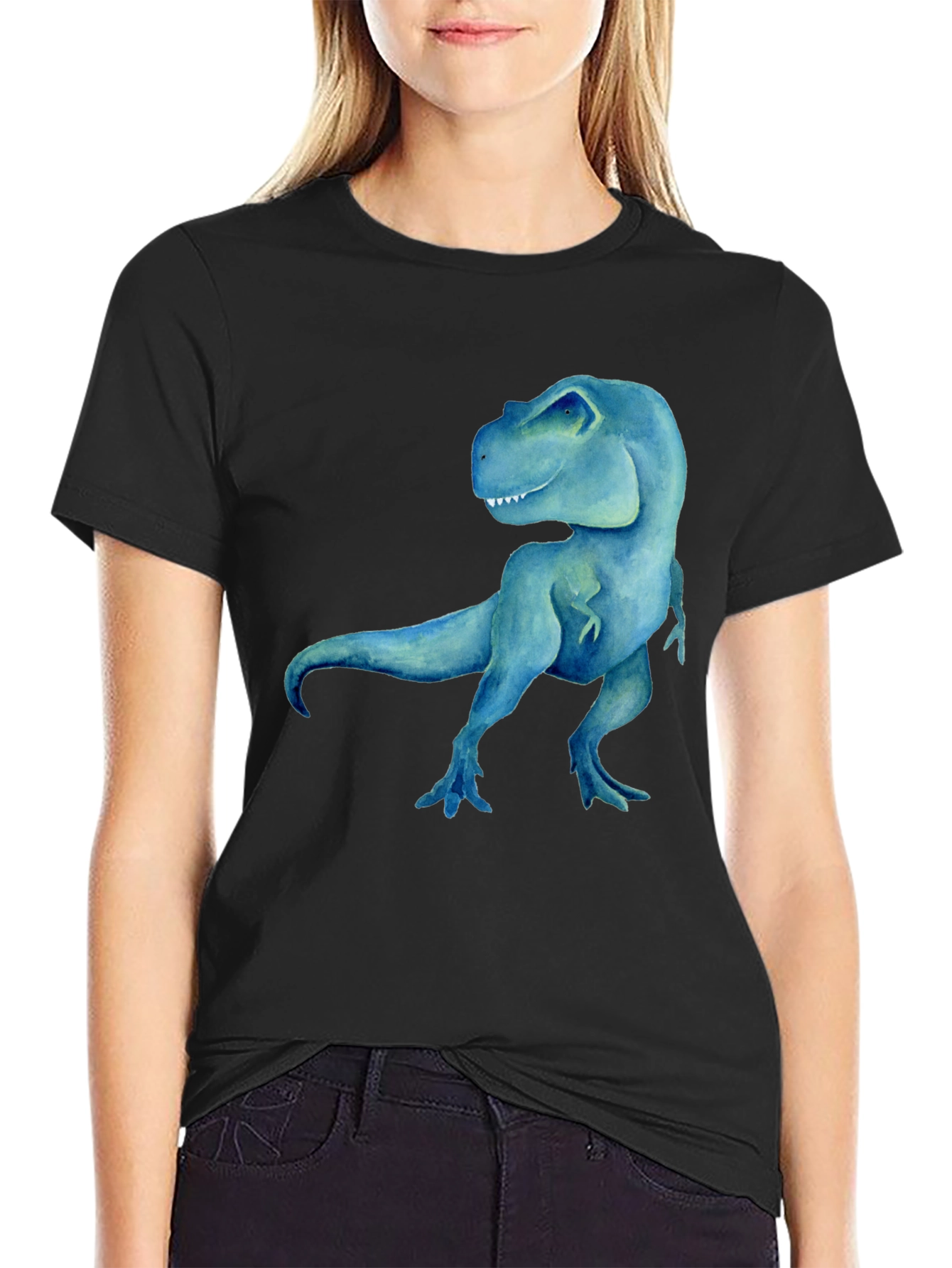 Blue Dinosaur Graphic Tee - Mens Black T-Shirt