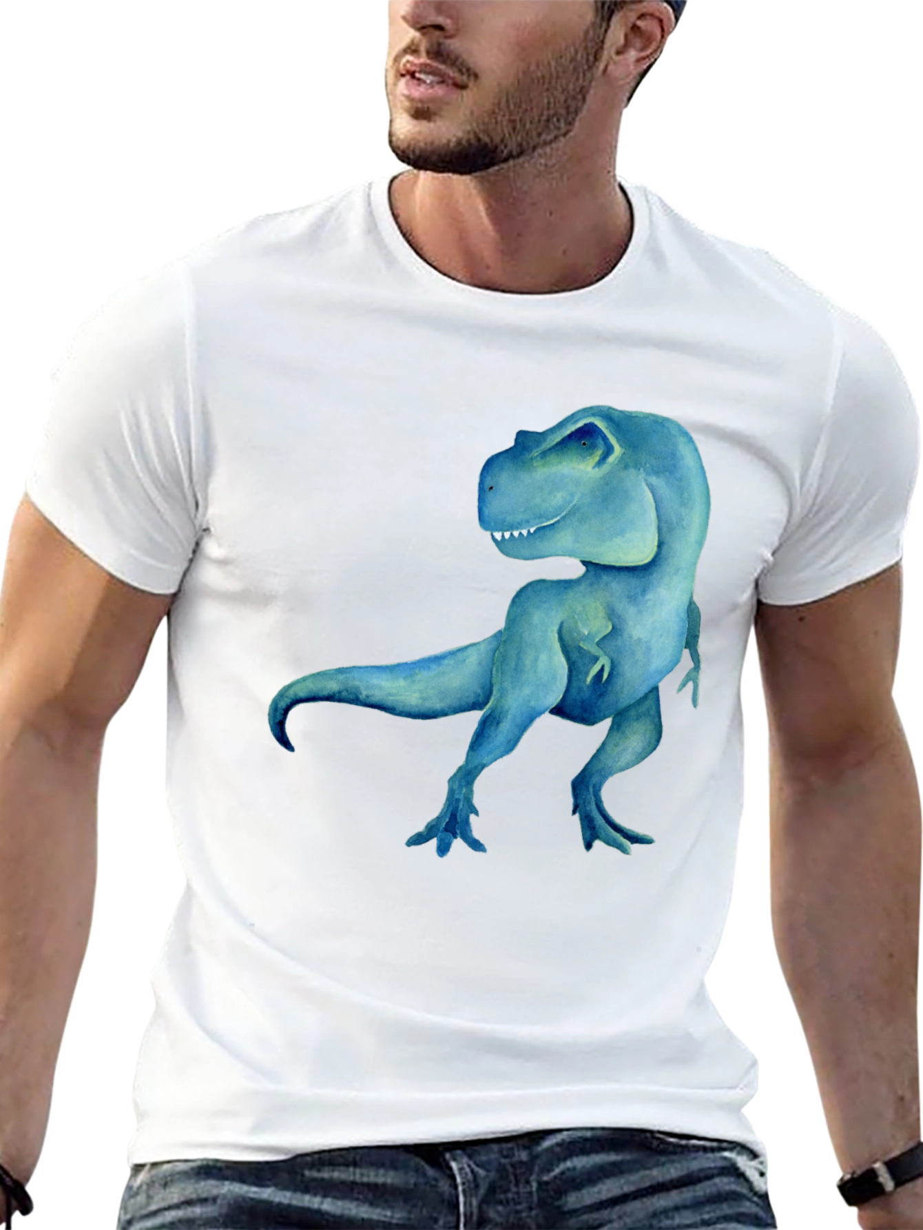 Blue Dinosaur Graphic Tee - Mens Black T-Shirt