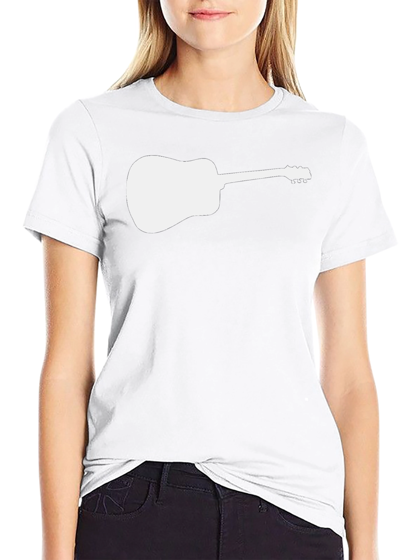 Guitar Silhouette Tee - Black Cotton Casual Shirt