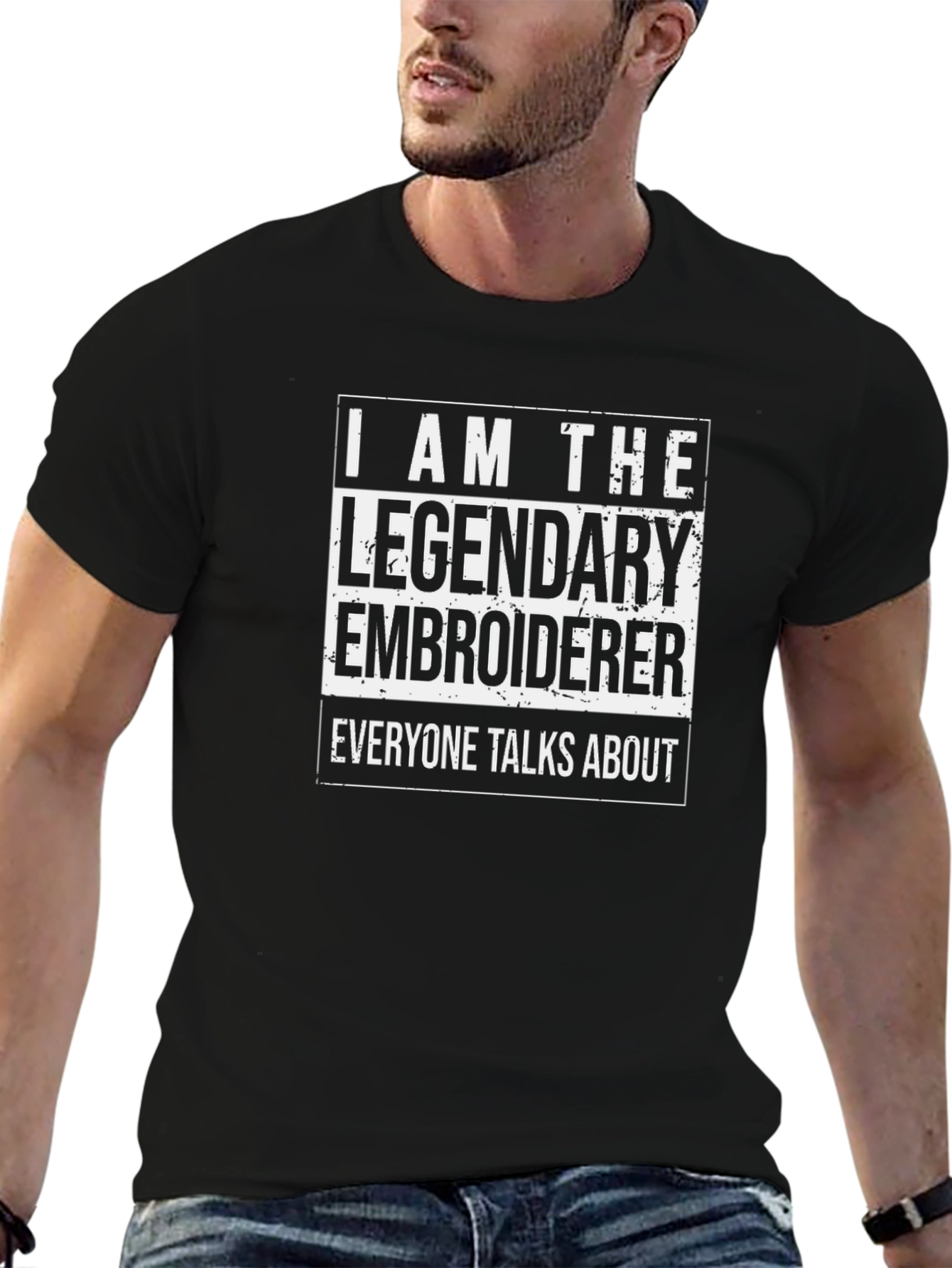 Legendary Embroiderer Graphic Tee - Black Cotton T-Shirt