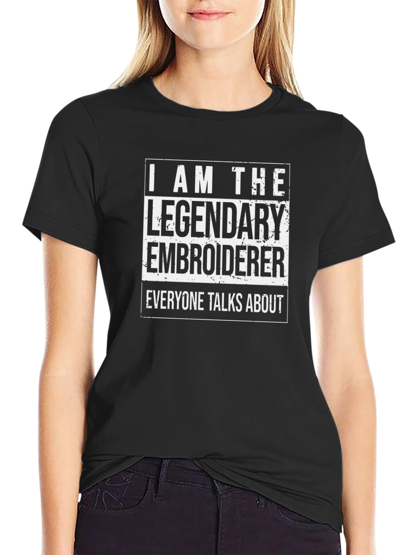 Legendary Embroiderer Graphic Tee - Black Cotton T-Shirt