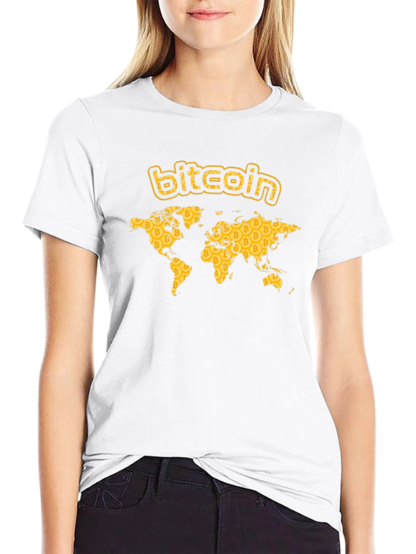 Bitcoin World Map Graphic T-Shirt - Black