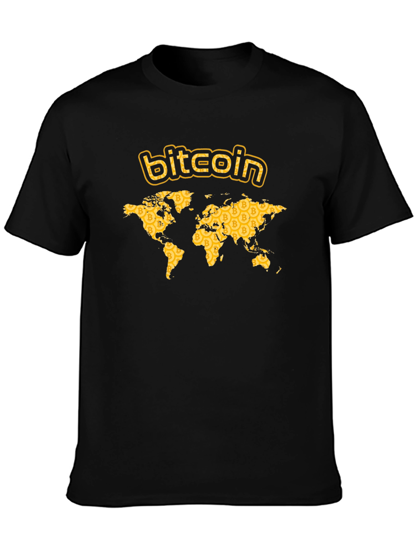 Bitcoin World Map Graphic T-Shirt - Black