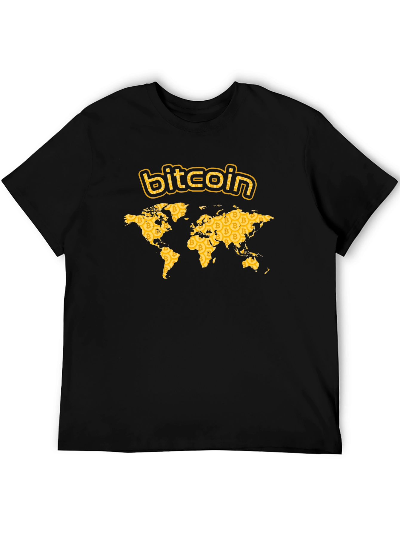 Bitcoin World Map Graphic T-Shirt - Black