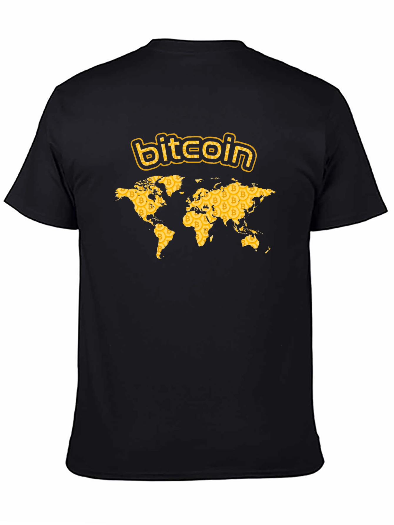 Bitcoin World Map Graphic T-Shirt - Black