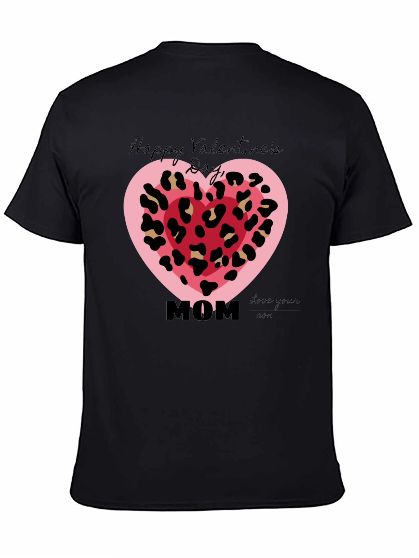 Happy Valentines Day Mom Leopard Heart T-Shirt