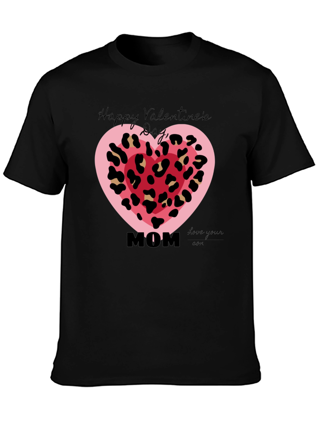 Happy Valentines Day Mom Leopard Heart T-Shirt