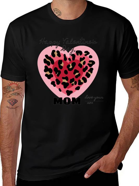 Happy Valentines Day Mom Leopard Heart T-Shirt