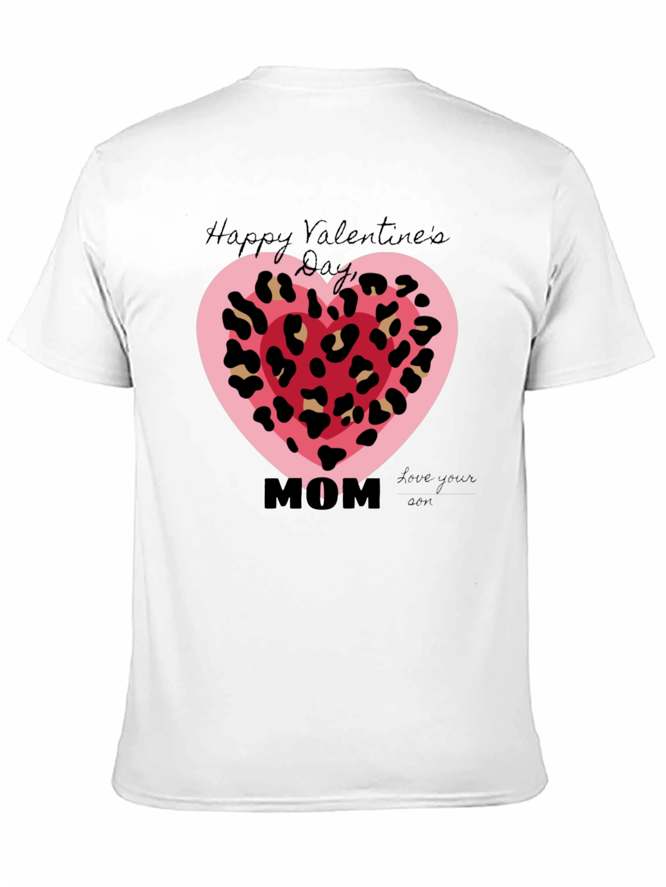 Happy Valentines Day Mom Leopard Heart T-Shirt