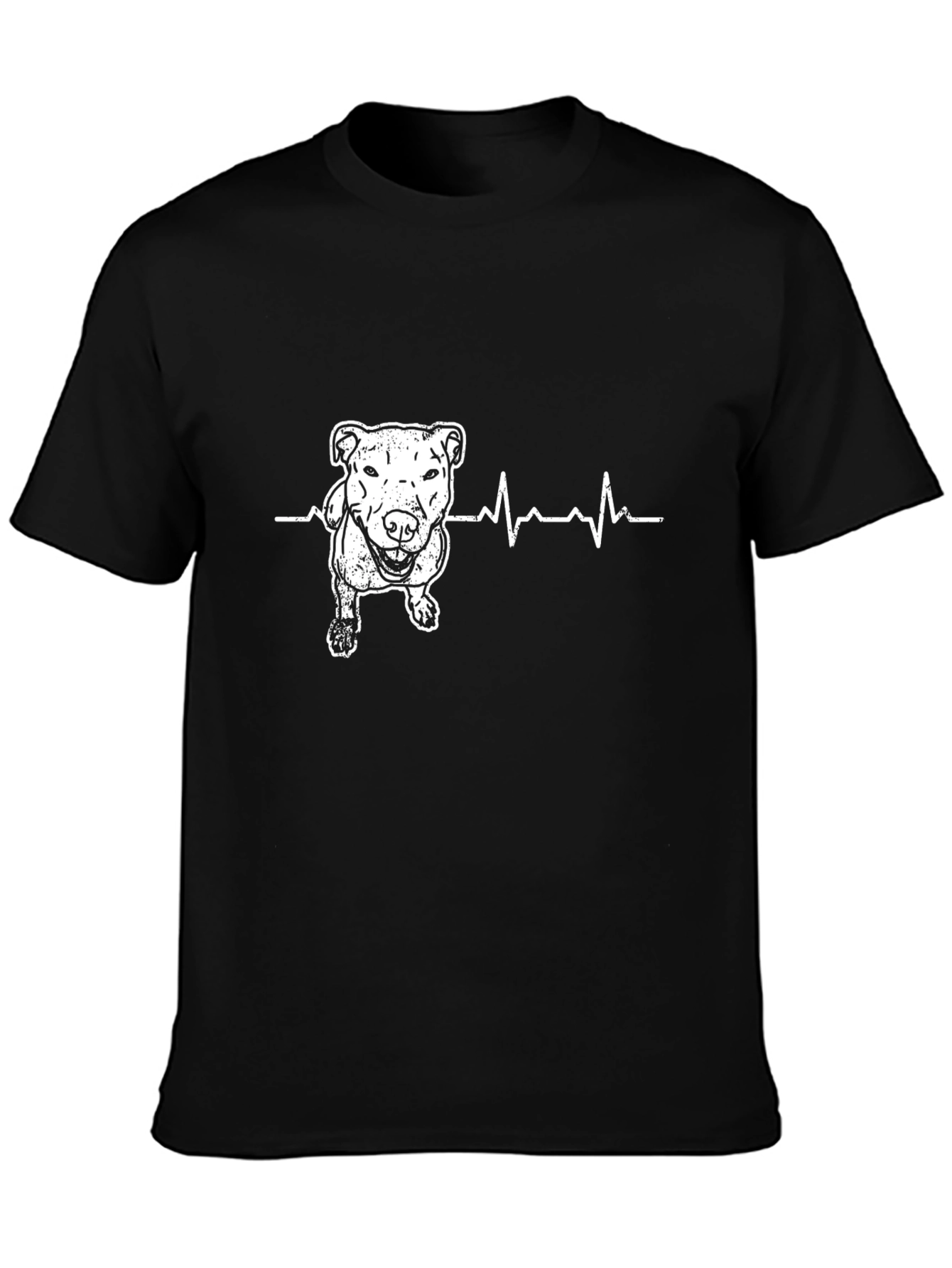 Dog Heartbeat Graphic Tee - Black Cotton Blend