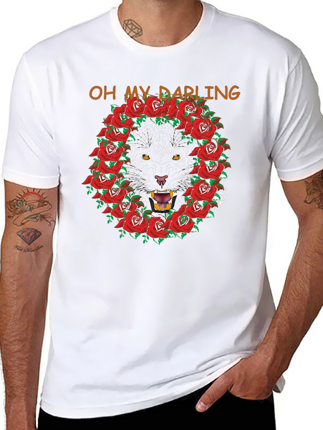 Black Panther Rose Wreath Graphic T-Shirt