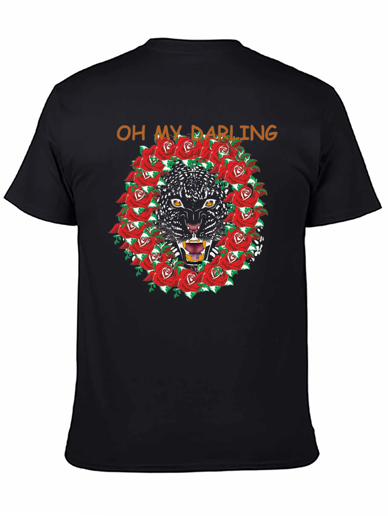 Black Panther Rose Wreath Graphic T-Shirt