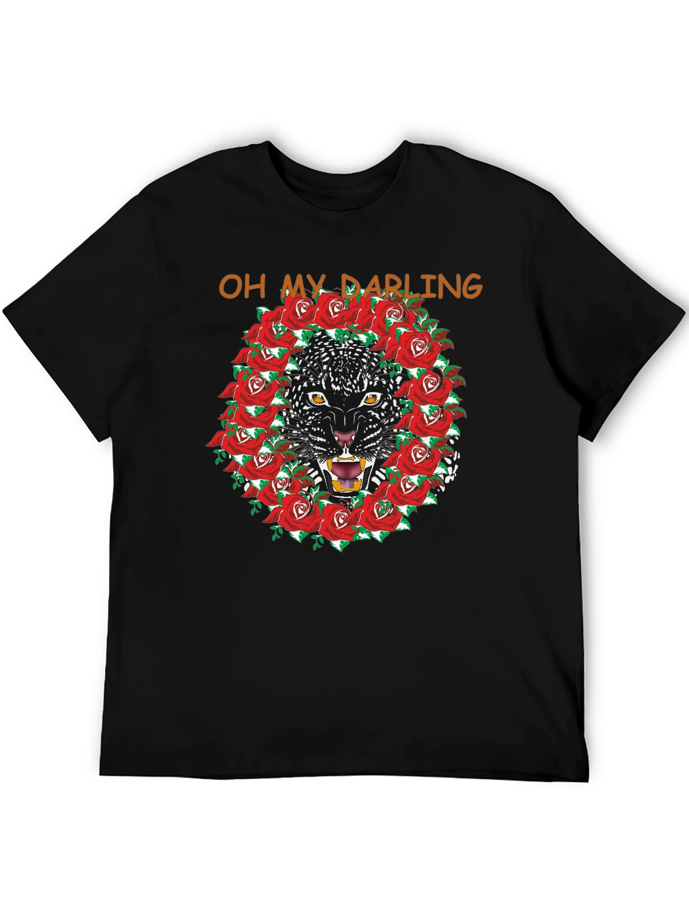 Black Panther Rose Wreath Graphic T-Shirt