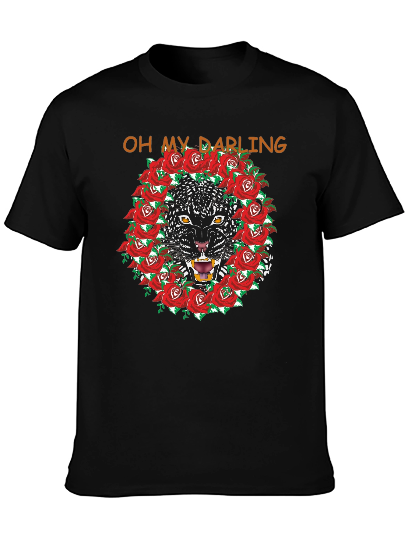 Black Panther Rose Wreath Graphic T-Shirt