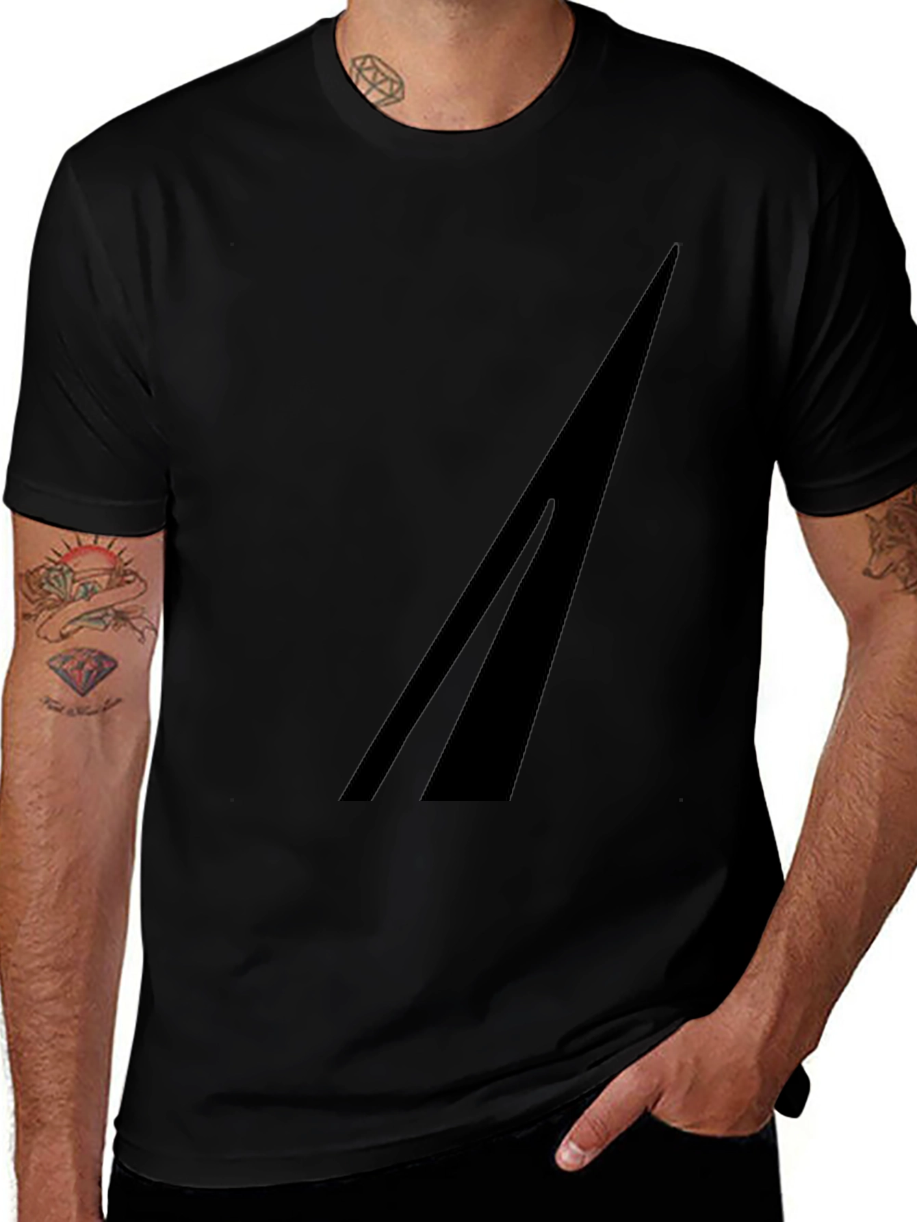 Mens Black Graphic Tee - Minimalist Design