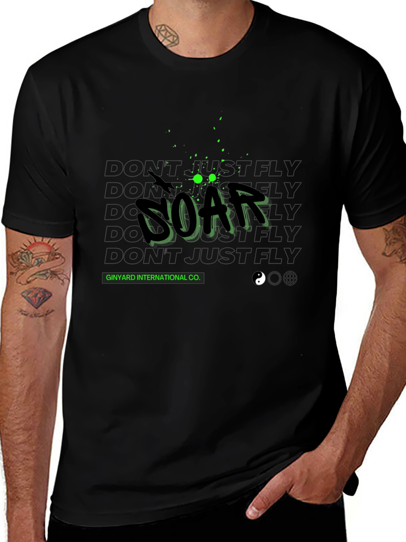 Soar Graphic Print Black T-Shirt