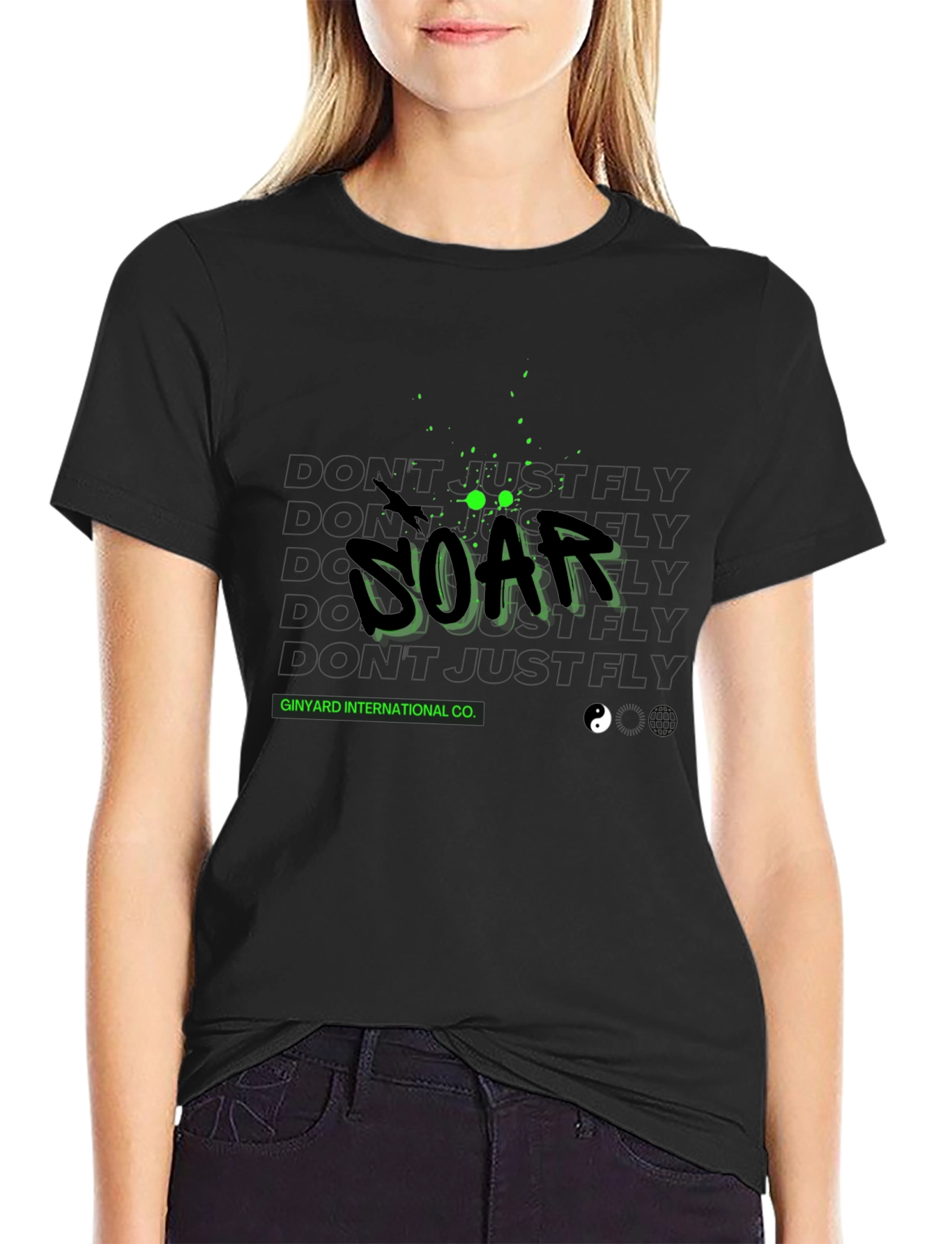 Soar Graphic Print Black T-Shirt