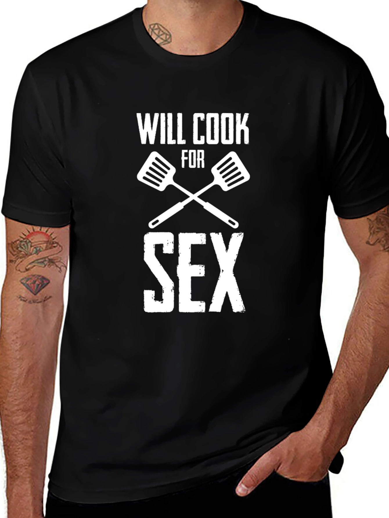 Will Cook For Sex Black Graphic Tee Shirt
