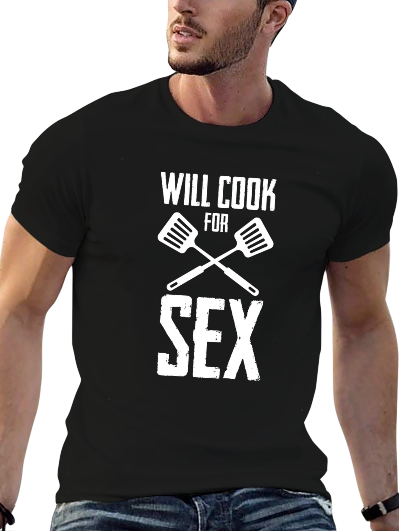 Will Cook For Sex Black Graphic Tee Shirt