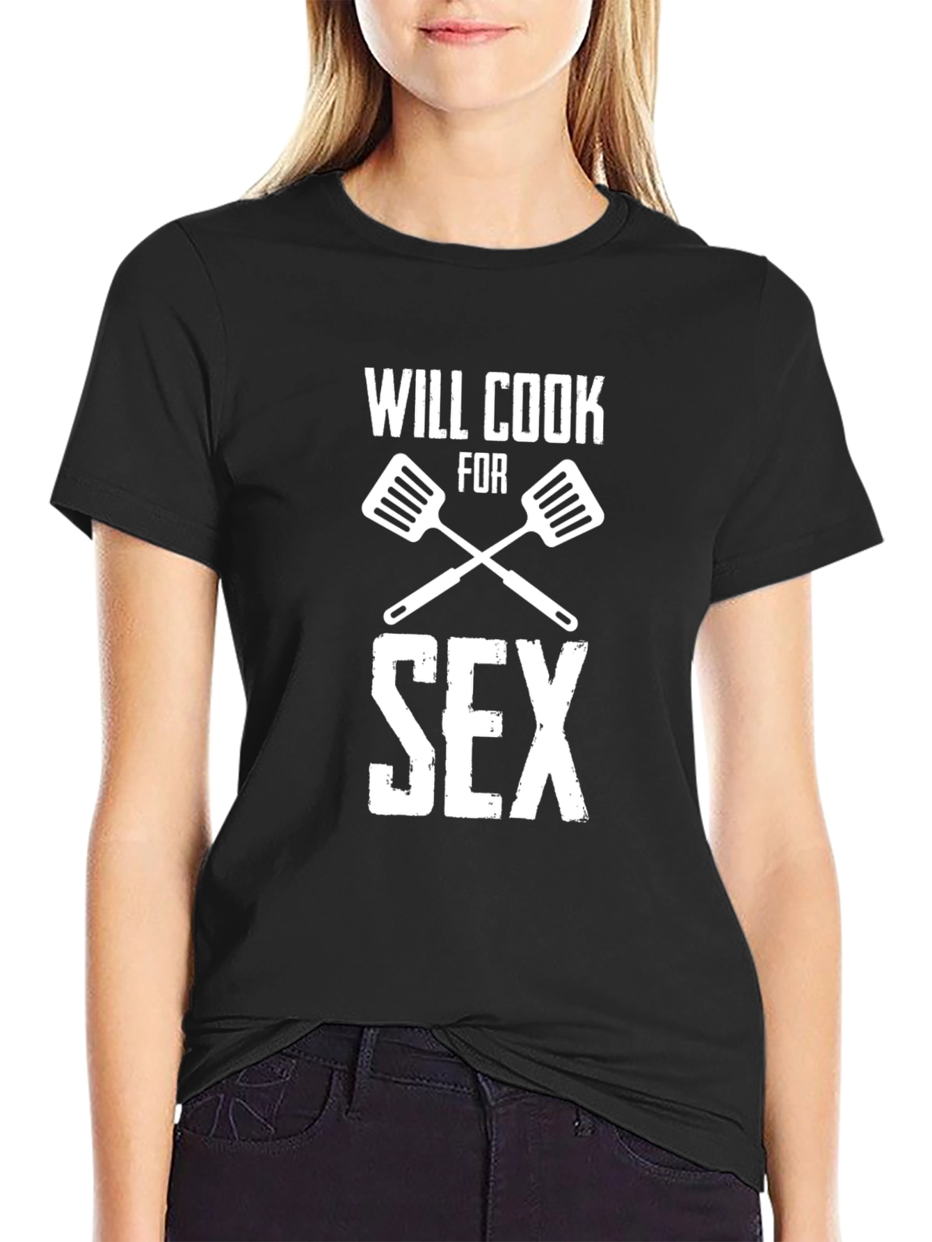 Will Cook For Sex Black Graphic Tee Shirt