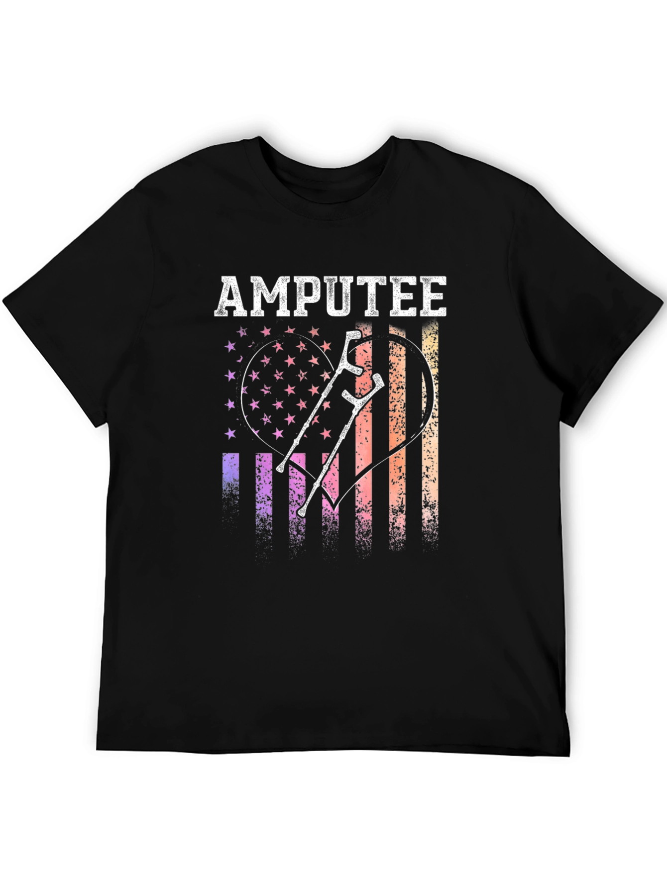 Amputee Pride T-Shirt American Flag Heart Crutches