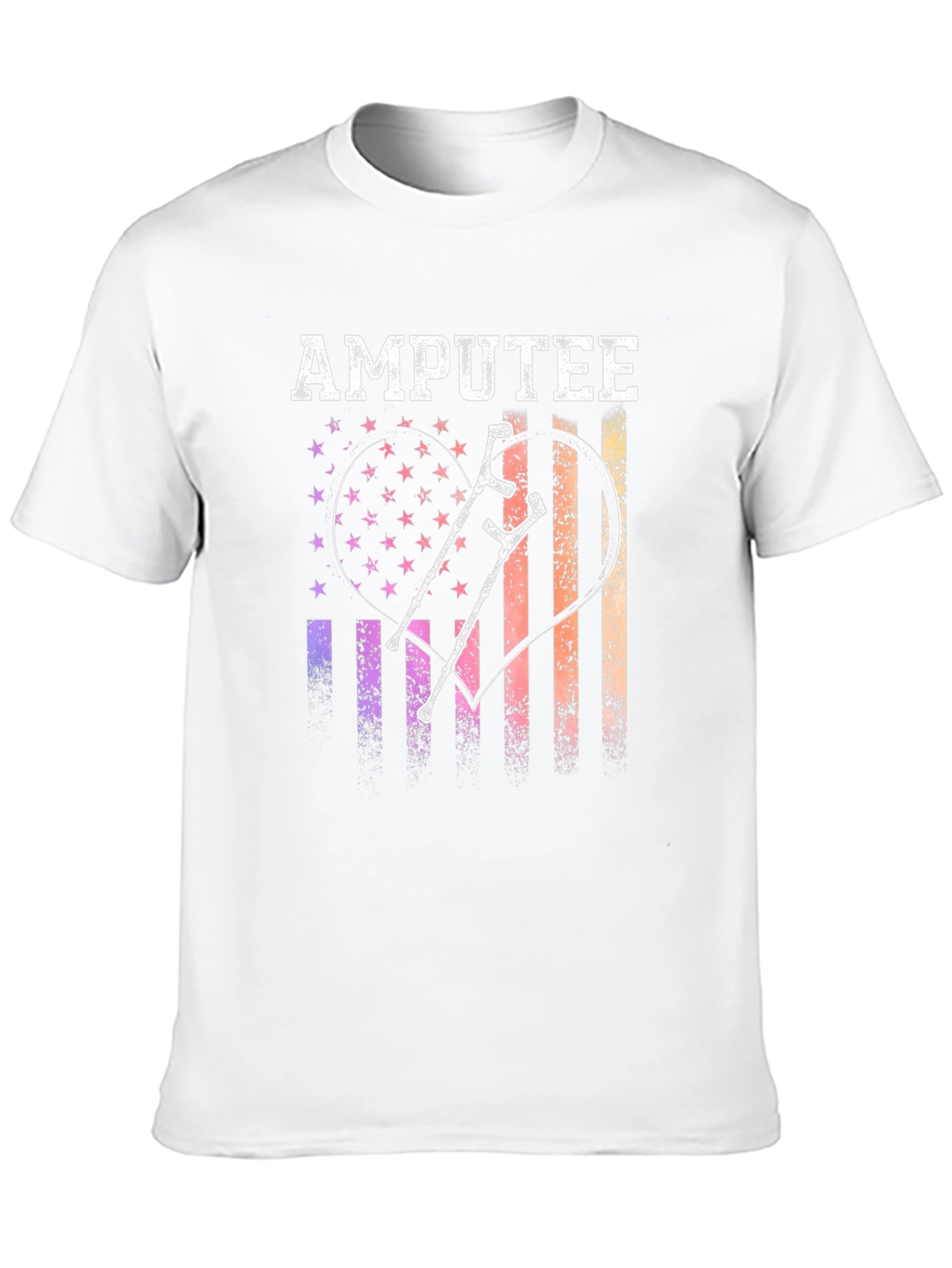 Amputee Pride T-Shirt American Flag Heart Crutches