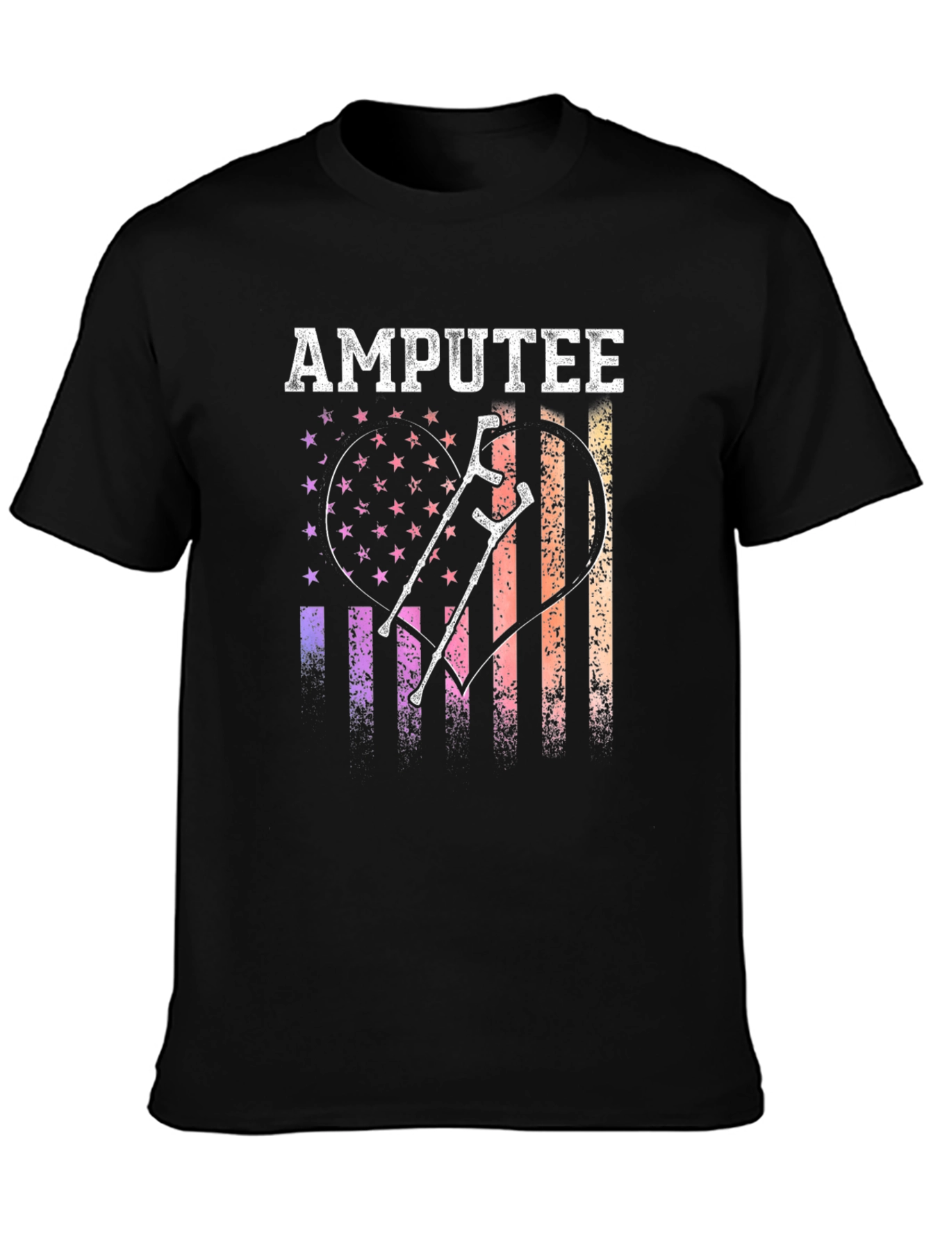 Amputee Pride T-Shirt American Flag Heart Crutches