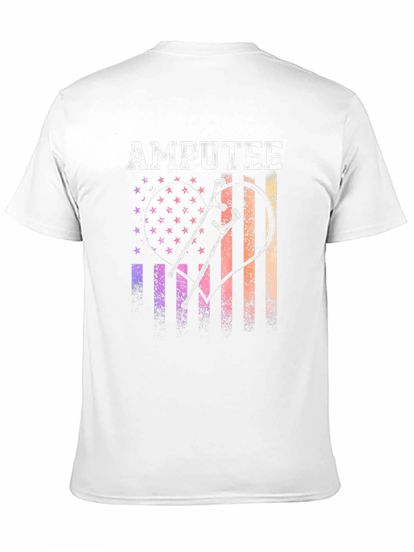 Amputee Pride T-Shirt American Flag Heart Crutches