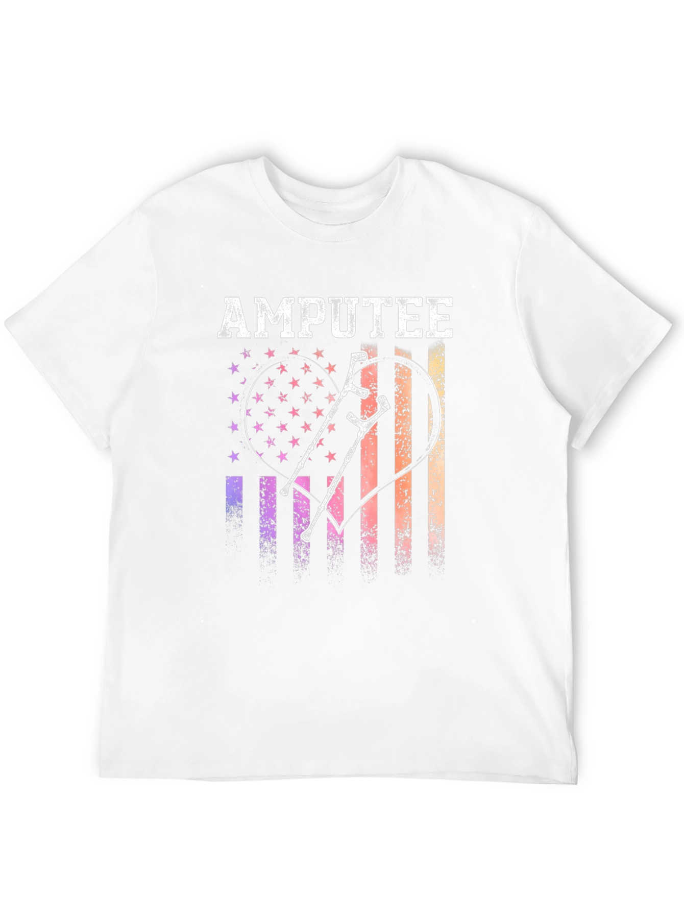 Amputee Pride T-Shirt American Flag Heart Crutches
