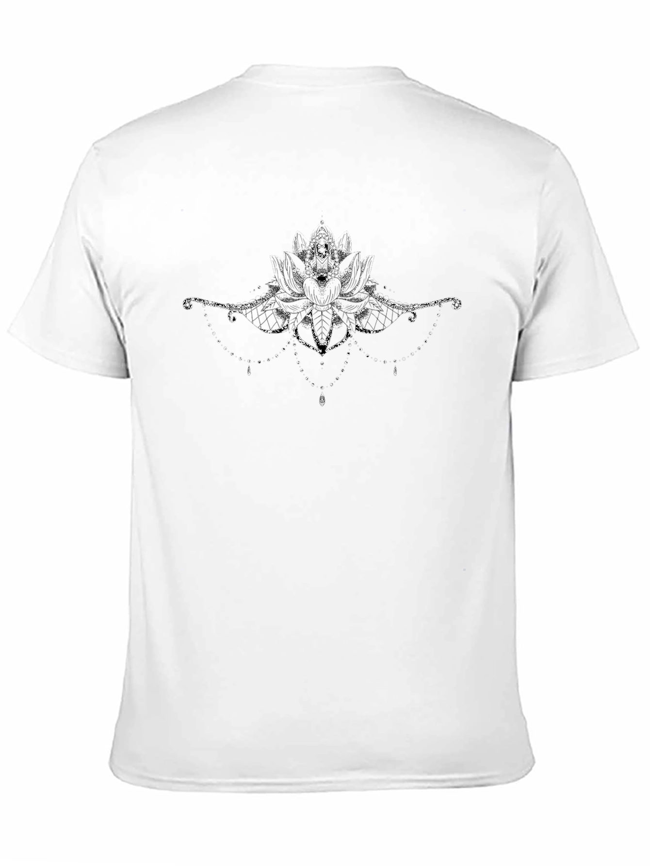 Elegant Black T-Shirt with Lotus Design