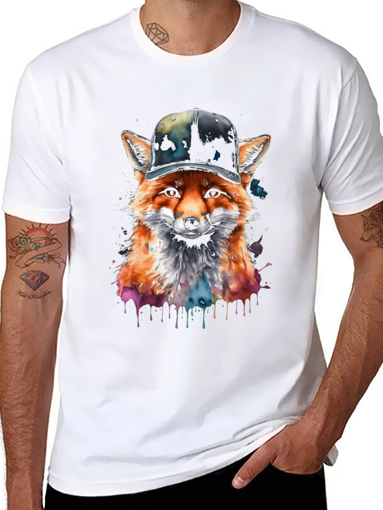 Fox in Hat Graphic Tee - Trendy Streetwear