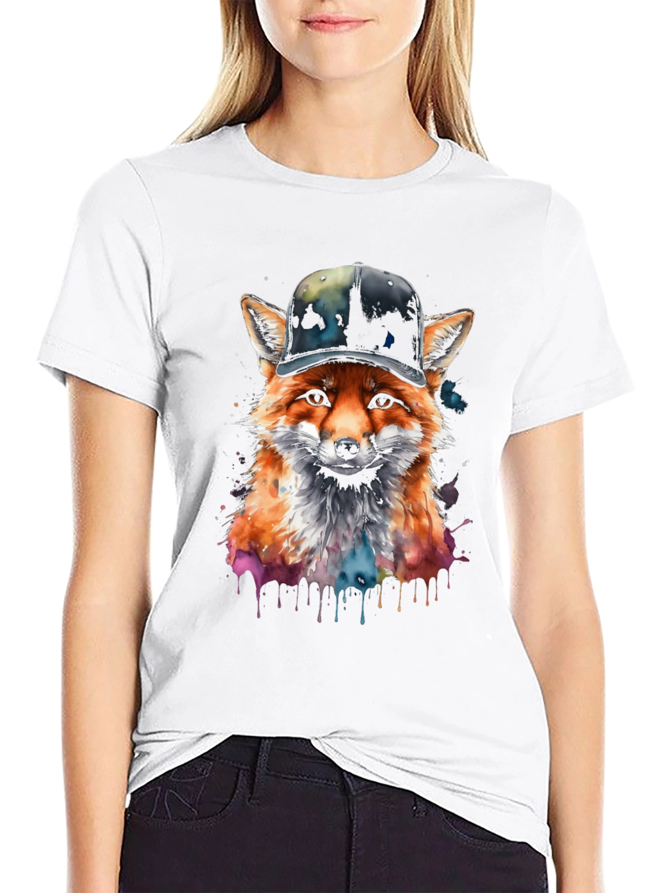 Fox in Hat Graphic Tee - Trendy Streetwear