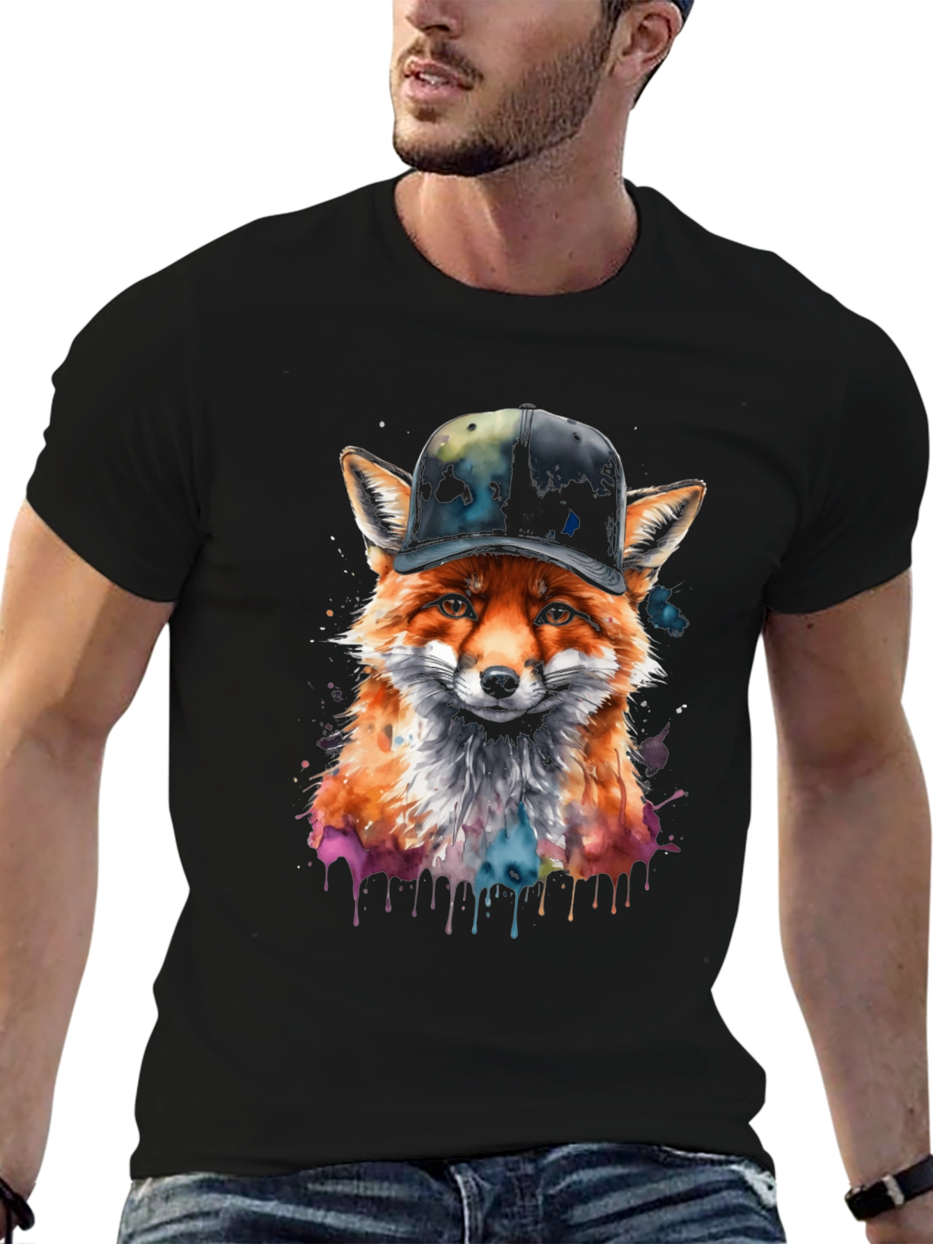 Fox in Hat Graphic Tee - Trendy Streetwear