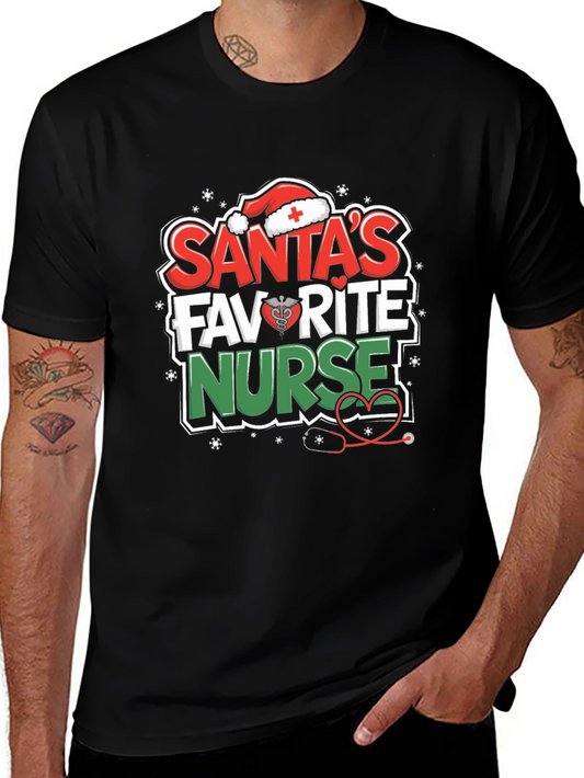 Santas Favorite Nurse T-Shirt - Holiday Medical Apparel