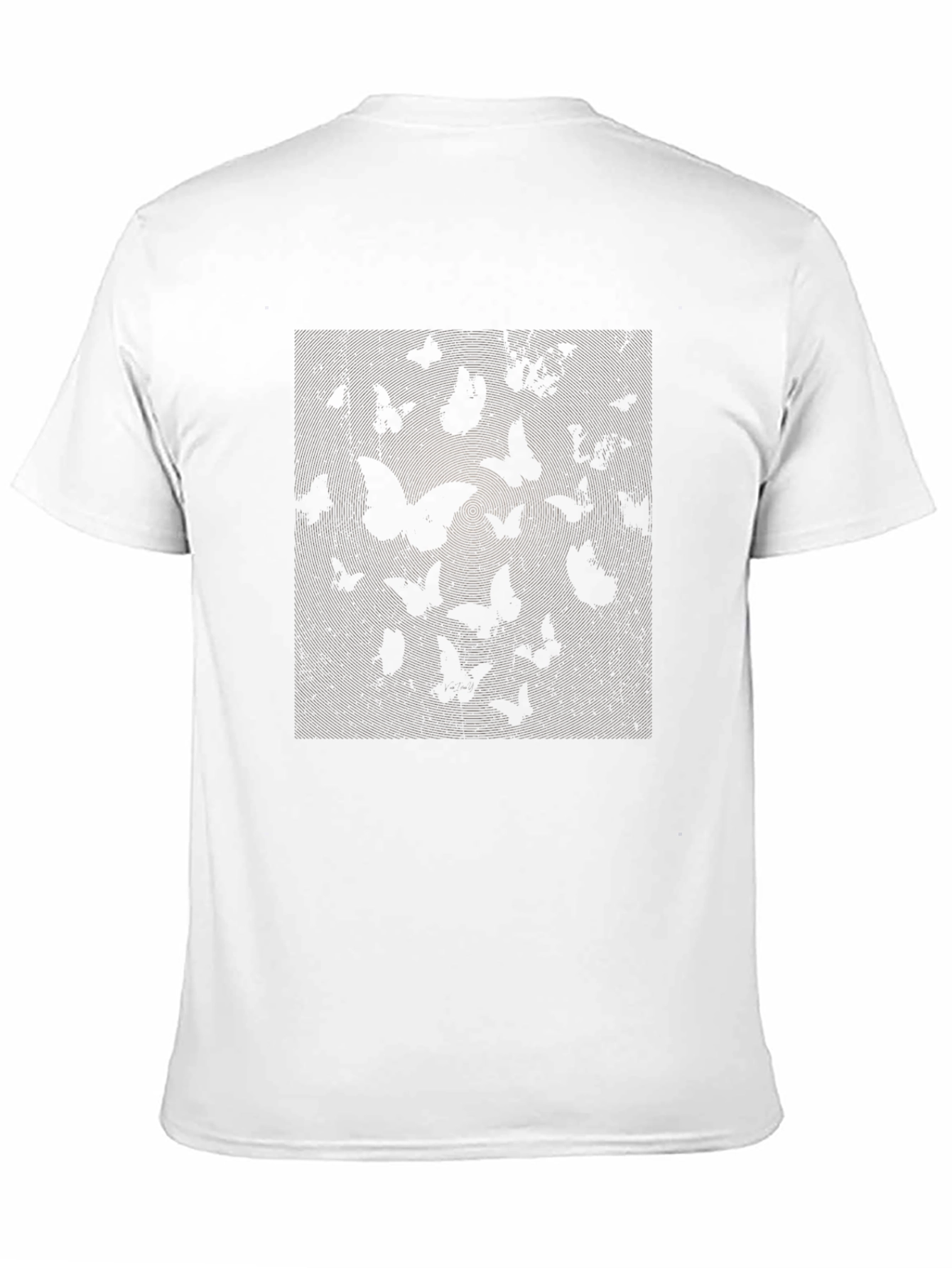 Black Butterfly Print Crew Neck Tee