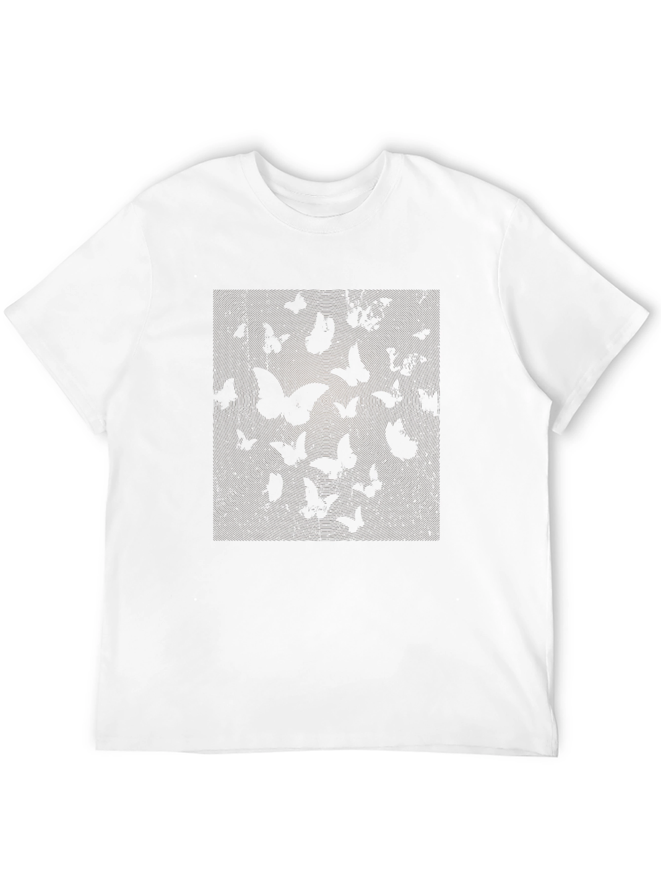 Black Butterfly Print Crew Neck Tee