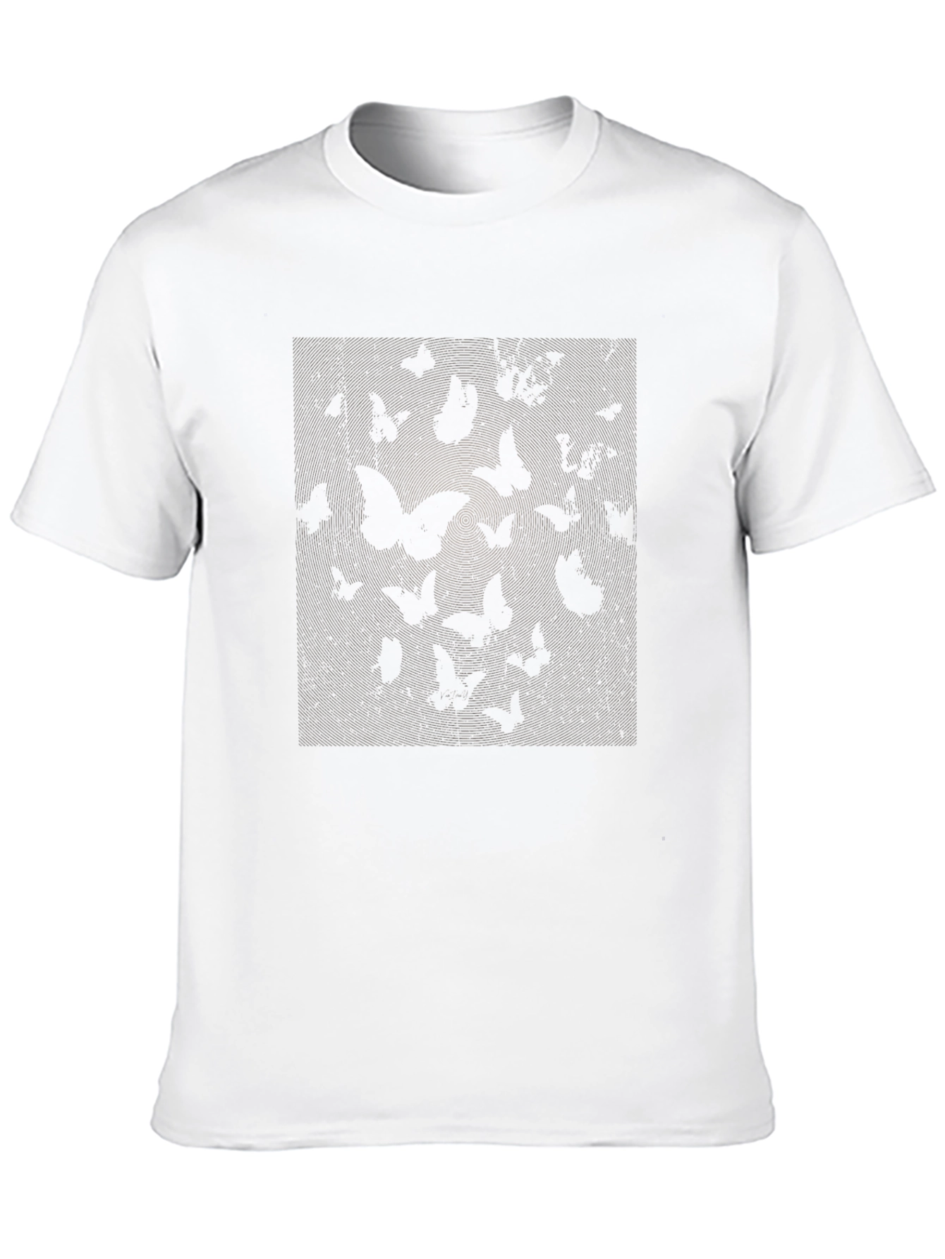 Black Butterfly Print Crew Neck Tee