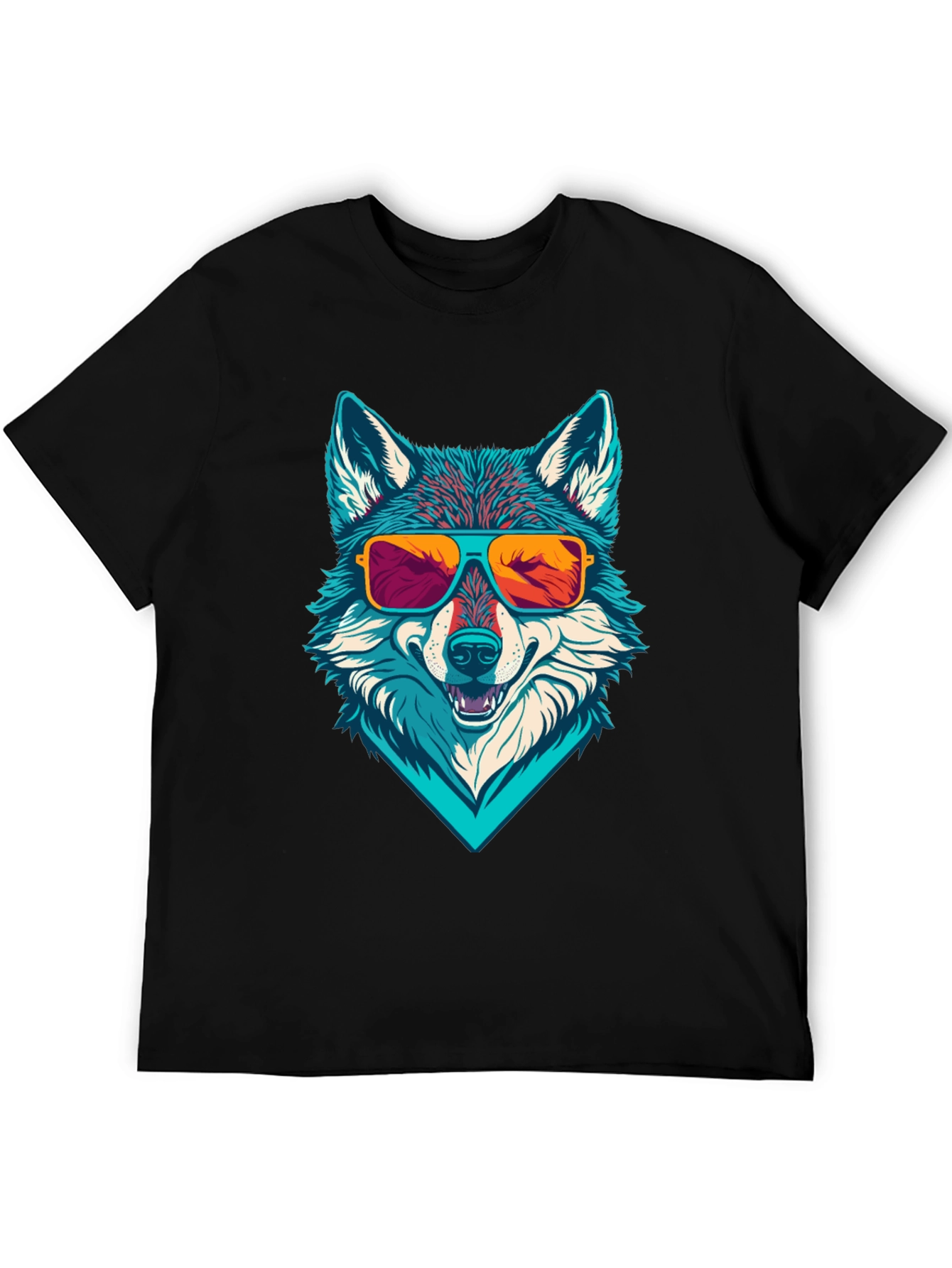 Cool Wolf Graphic Tee - Sunglasses Design